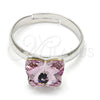 Anillo Multi Piedra 01.239.0007.5 Rodio Laminado, Diseño de Mariposa, con Swarovski Elements Rosaline, Pulido, Rodinado (Talla Unica)