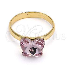 Anillo Multi Piedra 01.239.0007.8 Oro Laminado, Diseño de Mariposa, con Rosaline Swarovski Elements, Pulido, Tono Dorado (One size fits all)