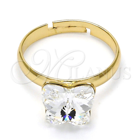 Anillo Multi Piedra 01.239.0007.10 Oro Laminado, Diseño de Mariposa, con Crystal Swarovski Elements, Pulido, Tono Dorado (One size fits all)