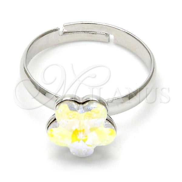 Anillo Multi Piedra 01.239.0010.5 Rodio Laminado, Diseño de Flor, con Swarovski Elements Aurore Boreale, Pulido, Rodinado (Talla Unica)