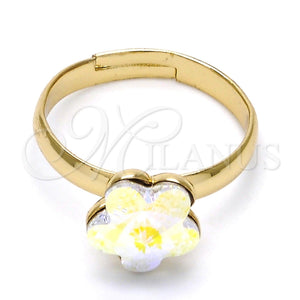Anillo Multi Piedra 01.239.0010.7 Oro Laminado, Diseño de Flor, con Aurore Boreale Swarovski Elements, Pulido, Tono Dorado (One size fits all)