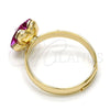 Anillo Multi Piedra 01.239.0010.9 Oro Laminado, Diseño de Flor, con Fuchsia Swarovski Elements, Pulido, Tono Dorado (One size fits all)