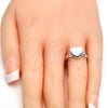 Anillo Multi Piedra 01.239.0002.4 Rodio Laminado, Diseño de Corazón, con Swarovski Elements Aurore Boreale, Pulido, Rodinado (Talla Unica)