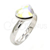 Anillo Multi Piedra 01.239.0002.4 Rodio Laminado, Diseño de Corazón, con Swarovski Elements Aurore Boreale, Pulido, Rodinado (Talla Unica)