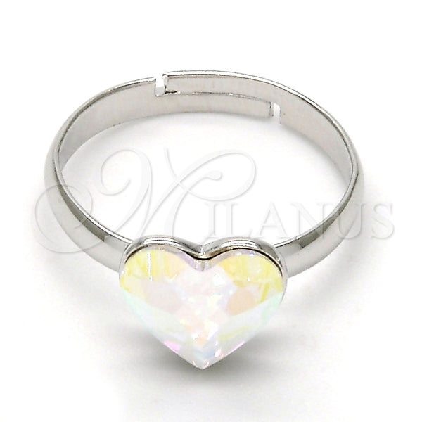 Anillo Multi Piedra 01.239.0002.4 Rodio Laminado, Diseño de Corazón, con Swarovski Elements Aurore Boreale, Pulido, Rodinado (Talla Unica)