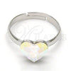 Anillo Multi Piedra 01.239.0002.4 Rodio Laminado, Diseño de Corazón, con Swarovski Elements Aurore Boreale, Pulido, Rodinado (Talla Unica)