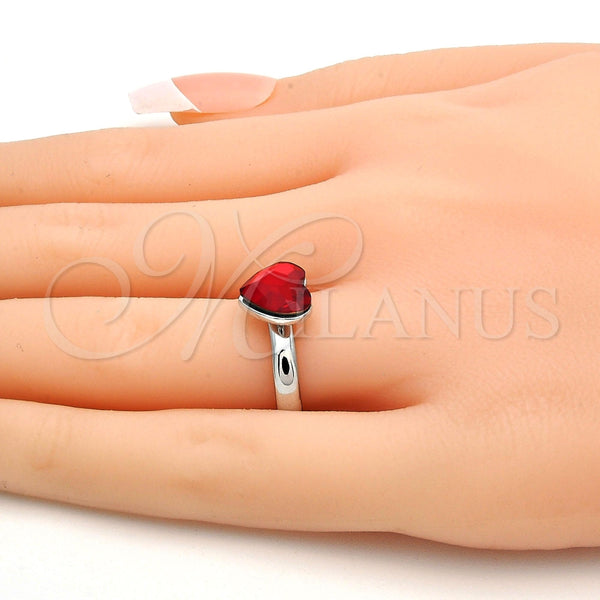 Anillo Multi Piedra 01.239.0002.5 Rodio Laminado, Diseño de Corazón, con Swarovski Elements Light Siam, Pulido, Rodinado (Talla Unica)