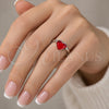 Anillo Multi Piedra 01.239.0002.5 Oro Laminado Blanco, Diseño de Corazón, con Swarovski Elements Light Siam, Pulido, Rodinado (Talla Unica)
