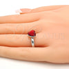 Anillo Multi Piedra 01.239.0002.5 Rodio Laminado, Diseño de Corazón, con Swarovski Elements Light Siam, Pulido, Rodinado (Talla Unica)