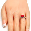 Anillo Multi Piedra 01.239.0002.5 Rodio Laminado, Diseño de Corazón, con Swarovski Elements Light Siam, Pulido, Rodinado (Talla Unica)
