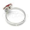 Anillo Multi Piedra 01.239.0002.5 Rodio Laminado, Diseño de Corazón, con Swarovski Elements Light Siam, Pulido, Rodinado (Talla Unica)