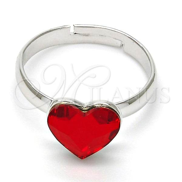 Anillo Multi Piedra 01.239.0002.5 Rodio Laminado, Diseño de Corazón, con Swarovski Elements Light Siam, Pulido, Rodinado (Talla Unica)