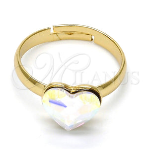 Anillo Multi Piedra 01.239.0002.6 Oro Laminado, Diseño de Corazón, con Aurore Boreale Swarovski Elements, Pulido, Tono Dorado (One size fits all)