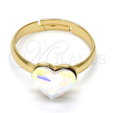 Anillo Multi Piedra 01.239.0002.6 Oro Laminado, Diseño de Corazón, con Aurore Boreale Swarovski Elements, Pulido, Tono Dorado (One size fits all)