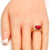 Anillo Multi Piedra 01.239.0002.7 Oro Laminado, Diseño de Corazón, con Light Siam Swarovski Elements, Pulido, Tono Dorado (One size fits all)