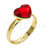 Anillo Multi Piedra 01.239.0002.7 Oro Laminado, Diseño de Corazón, con Light Siam Swarovski Elements, Pulido, Tono Dorado (One size fits all)