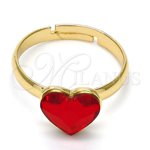 Anillo Multi Piedra 01.239.0002.7 Oro Laminado, Diseño de Corazón, con Light Siam Swarovski Elements, Pulido, Tono Dorado (One size fits all)