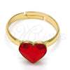 Anillo Multi Piedra 01.239.0002.7 Oro Laminado, Diseño de Corazón, con Light Siam Swarovski Elements, Pulido, Tono Dorado (One size fits all)