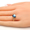 Anillo Multi Piedra 01.239.0002.8 Oro Laminado, Diseño de Corazón, con Denin Blue Swarovski Elements, Pulido, Tono Dorado (One size fits all)