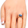 Anillo Multi Piedra 01.239.0002.8 Oro Laminado, Diseño de Corazón, con Denin Blue Swarovski Elements, Pulido, Tono Dorado (One size fits all)