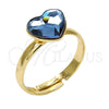 Anillo Multi Piedra 01.239.0002.8 Oro Laminado, Diseño de Corazón, con Denin Blue Swarovski Elements, Pulido, Tono Dorado (One size fits all)