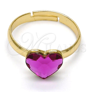 Anillo Multi Piedra 01.239.0002.9 Oro Laminado, Diseño de Corazón, con Fuchsia Swarovski Elements, Pulido, Tono Dorado (One size fits all)