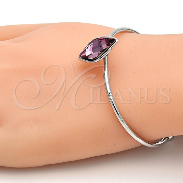 Aro Individual 07.239.0006.2 Rodio Laminado, con Swarovski Elements Cyclamen Opal, Pulido, Rodinado (Grosor 02 MM, Talla Unica)