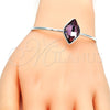 Aro Individual 07.239.0006.2 Rodio Laminado, con Cyclamen Opal Swarovski Elements, Pulido, Rodinado (02 MM Thickness, One size fits all)