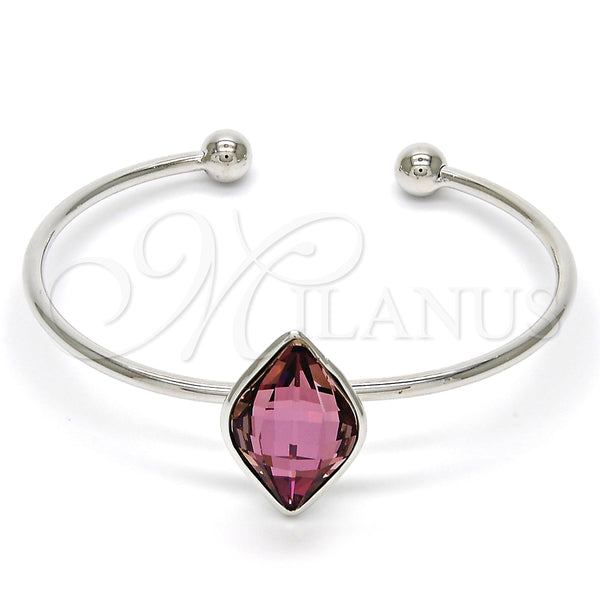 Aro Individual 07.239.0006.2 Rodio Laminado, con Swarovski Elements Cyclamen Opal, Pulido, Rodinado (Grosor 02 MM, Talla Unica)