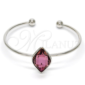 Aro Individual 07.239.0006.2 Rodio Laminado, con Swarovski Elements Cyclamen Opal, Pulido, Rodinado (Grosor 02 MM, Talla Unica)