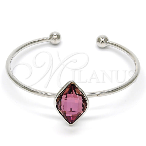 Aro Individual 07.239.0006.2 Rodio Laminado, con Swarovski Elements Cyclamen Opal, Pulido, Rodinado (Grosor 02 MM, Talla Unica)