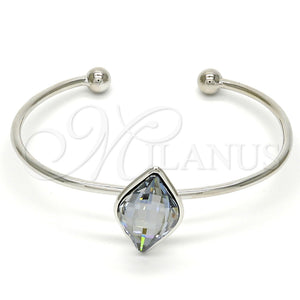 Aro Individual 07.239.0006.3 Rodio Laminado, con Swarovski Elements Crystal Blue Shade, Pulido, Rodinado (Grosor 02 MM, Talla Unica)
