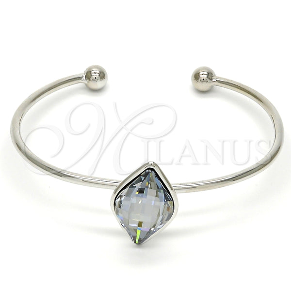 Aro Individual 07.239.0006.3 Rodio Laminado, con Swarovski Elements Crystal Blue Shade, Pulido, Rodinado (Grosor 02 MM, Talla Unica)