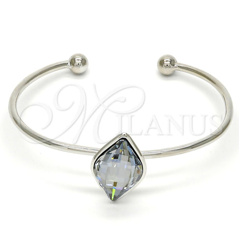 Aro Individual 07.239.0006.3 Rodio Laminado, con Swarovski Elements Crystal Blue Shade, Pulido, Rodinado (Grosor 02 MM, Talla Unica)