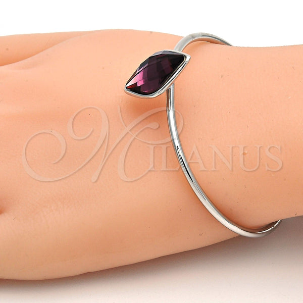Aro Individual 07.239.0006.4 Rodio Laminado, con Swarovski Elements Amethyst, Pulido, Rodinado (Grosor 04 MM, Talla Unica)