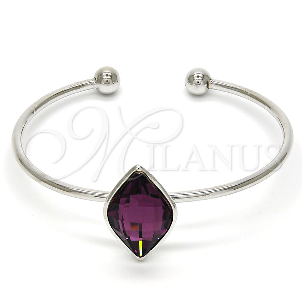Aro Individual 07.239.0006.4 Rodio Laminado, con Swarovski Elements Amethyst, Pulido, Rodinado (Grosor 04 MM, Talla Unica)