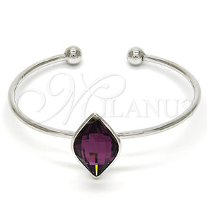Aro Individual 07.239.0006.4 Rodio Laminado, con Swarovski Elements Amethyst, Pulido, Rodinado (Grosor 04 MM, Talla Unica)