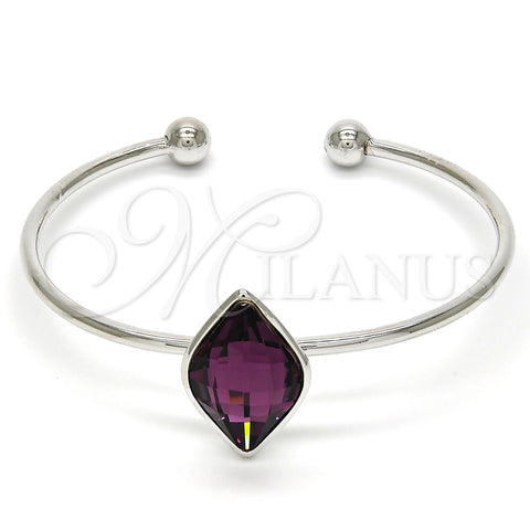 Aro Individual 07.239.0006.4 Rodio Laminado, con Swarovski Elements Amethyst, Pulido, Rodinado (Grosor 04 MM, Talla Unica)