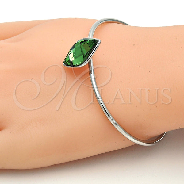 Aro Individual 07.239.0006.5 Rodio Laminado, con Swarovski Elements Fern Green, Pulido, Rodinado (Grosor 04 MM, Talla Unica)