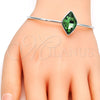 Aro Individual 07.239.0006.5 Rodio Laminado, con Swarovski Elements Fern Green, Pulido, Rodinado (Grosor 04 MM, Talla Unica)