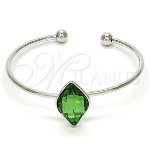 Aro Individual 07.239.0006.5 Rodio Laminado, con Swarovski Elements Fern Green, Pulido, Rodinado (Grosor 04 MM, Talla Unica)