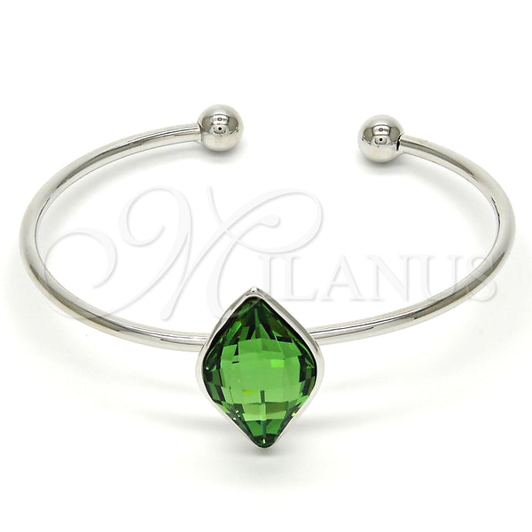 Aro Individual 07.239.0006.5 Rodio Laminado, con Swarovski Elements Fern Green, Pulido, Rodinado (Grosor 04 MM, Talla Unica)