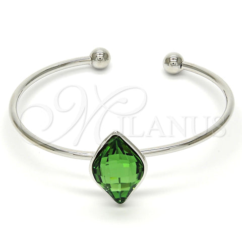Aro Individual 07.239.0006.5 Rodio Laminado, con Swarovski Elements Fern Green, Pulido, Rodinado (Grosor 04 MM, Talla Unica)