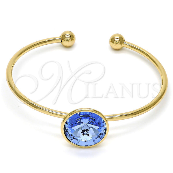 Aro Individual 07.239.0012.3 Oro Laminado, con Bermuda Blue Swarovski Elements, Pulido, Tono Dorado (02 MM Thickness, One size fits all)