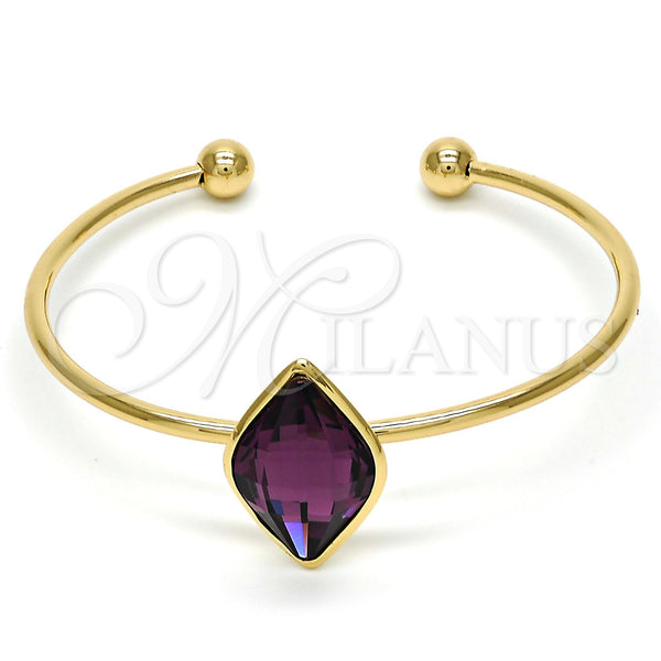 Aro Individual 07.239.0006.7 Oro Laminado, con Amethyst Swarovski Elements, Pulido, Tono Dorado (02 MM Thickness, One size fits all)