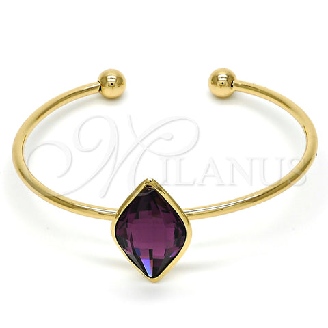 Aro Individual 07.239.0006.7 Oro Laminado, con Amethyst Swarovski Elements, Pulido, Tono Dorado (02 MM Thickness, One size fits all)