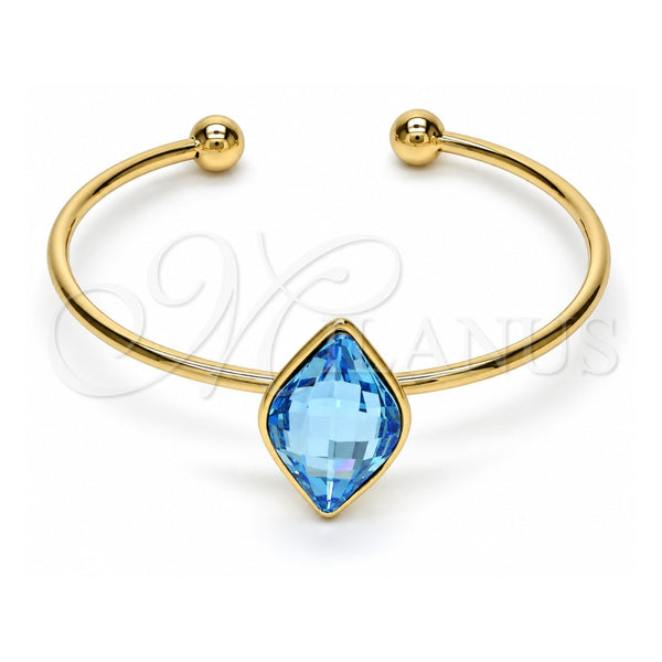 Aro Individual 07.239.0006.10 Oro Laminado, con Swarovski Elements Light Turquoise, Pulido, Tono Dorado (Grosor 02 MM, Talla Unica)