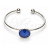 Aro Individual 07.239.0012.7 Oro Laminado Blanco, con Swarovski Elements Bermuda Blue, Pulido, Rodinado (Grosor 02 MM, Talla Unica)
