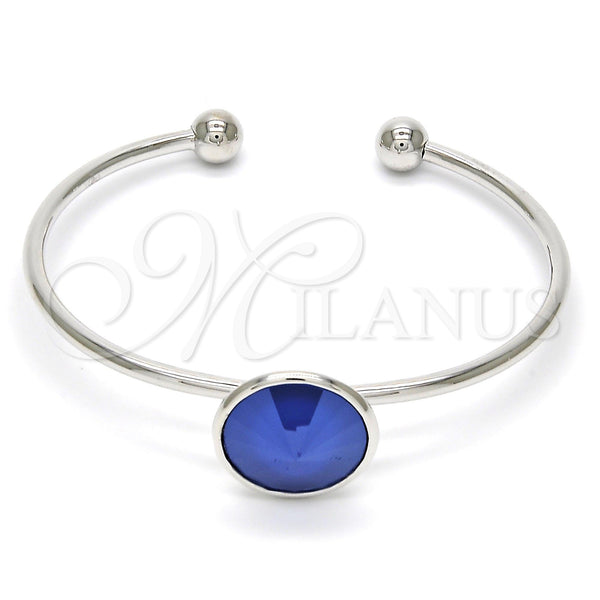 Aro Individual 07.239.0012.7 Rodio Laminado, con Swarovski Elements Bermuda Blue, Pulido, Rodinado (Grosor 02 MM, Talla Unica)
