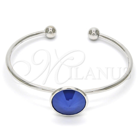 Aro Individual 07.239.0012.7 Rodio Laminado, con Swarovski Elements Bermuda Blue, Pulido, Rodinado (Grosor 02 MM, Talla Unica)